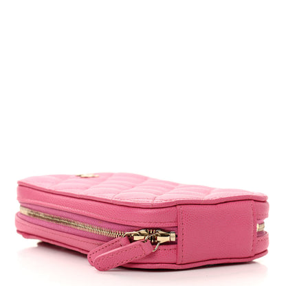 Chanel Caviar Quilted Phone Holder Wallet On Chain WOC Pink 4 of 11