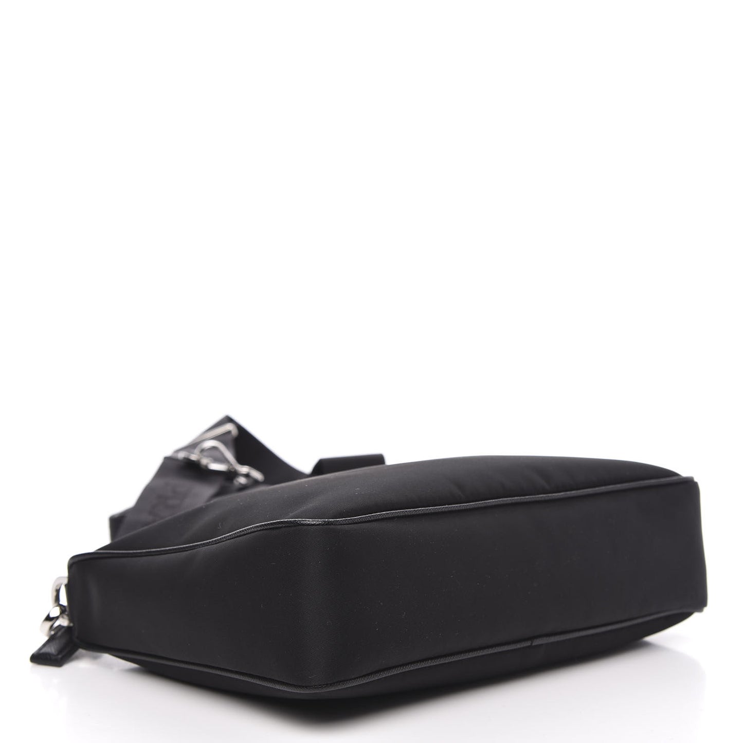 Tessuto Nylon Saffiano Pocket Zippered Shoulder Bag Black