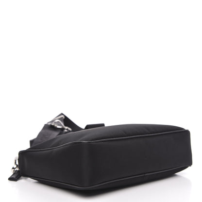 Prada Tessuto Nylon Saffiano Pocket Zippered Shoulder Bag Black 4 of 9