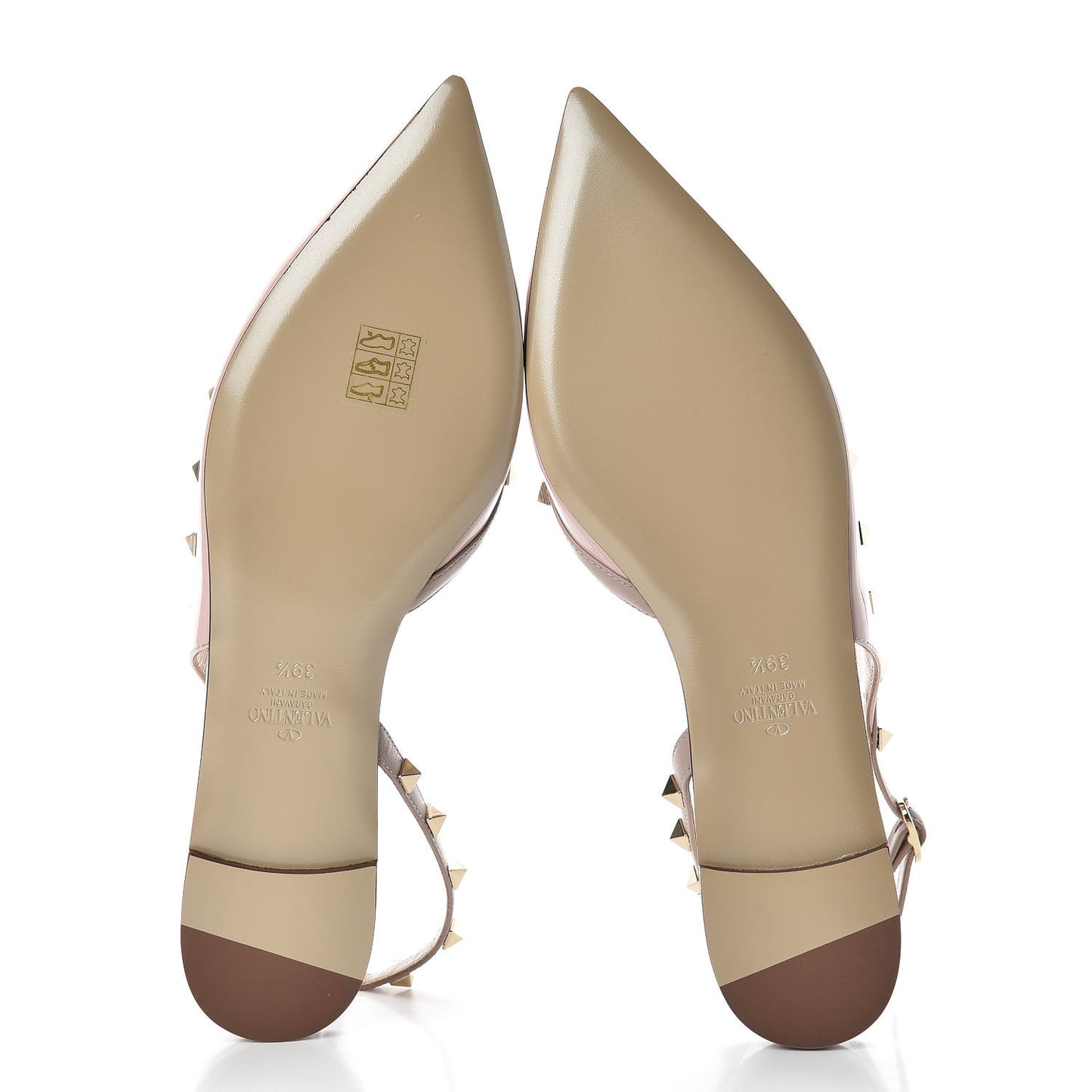 Patent Rockstud Slingback Flats 39.5 Water Rose Poudre