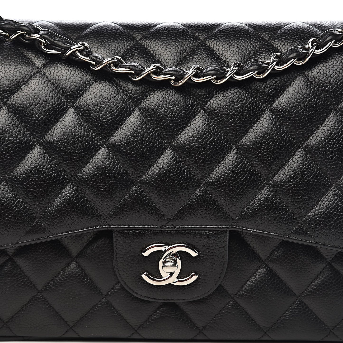 Caviar Quilted Jumbo Double Flap Black