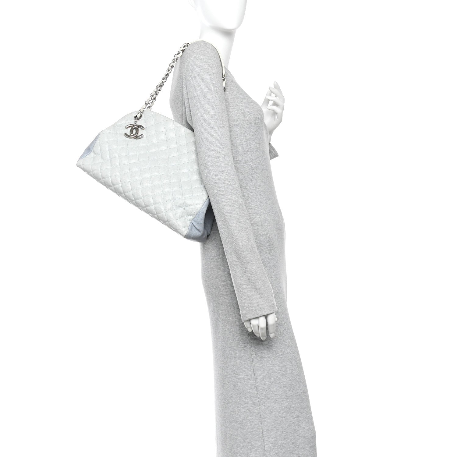 Chanel Caviar Quilted Large Just Mademoiselle Bowling Bag Light Blue 2 of 13