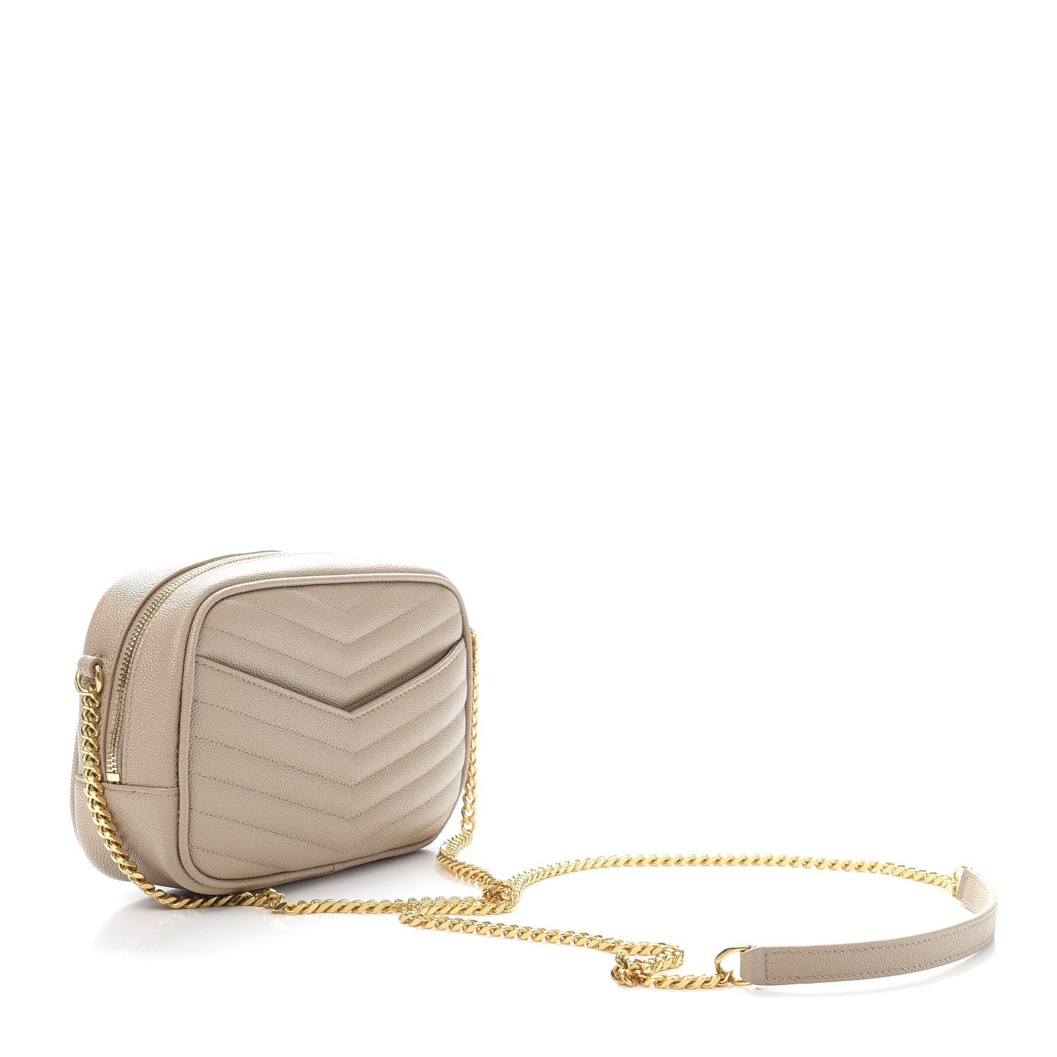 Saint Laurent Grain De Poudre Matelasse Monogram Mini Lou Camera Bag Dark Beige 3 of 11