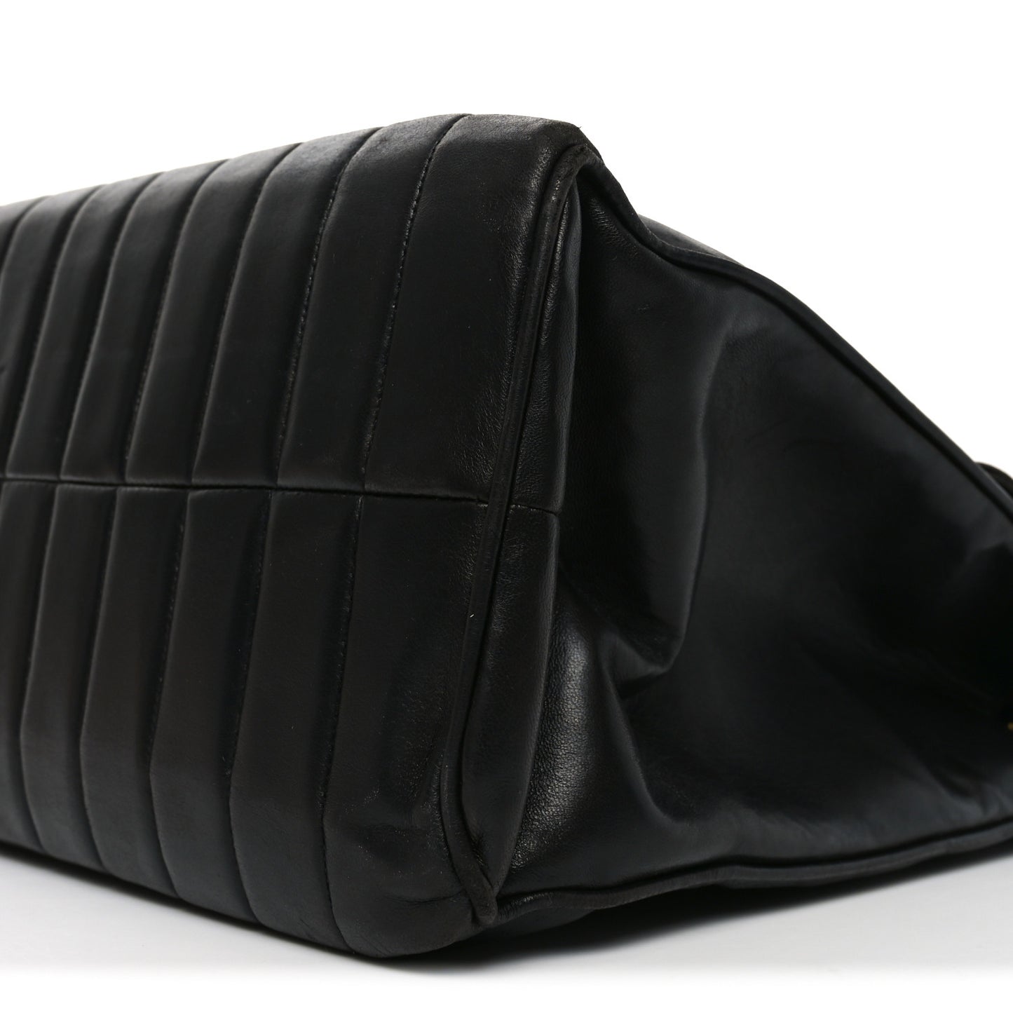 Lambskin Vertical Quilted XL Jumbo Single Flap Black