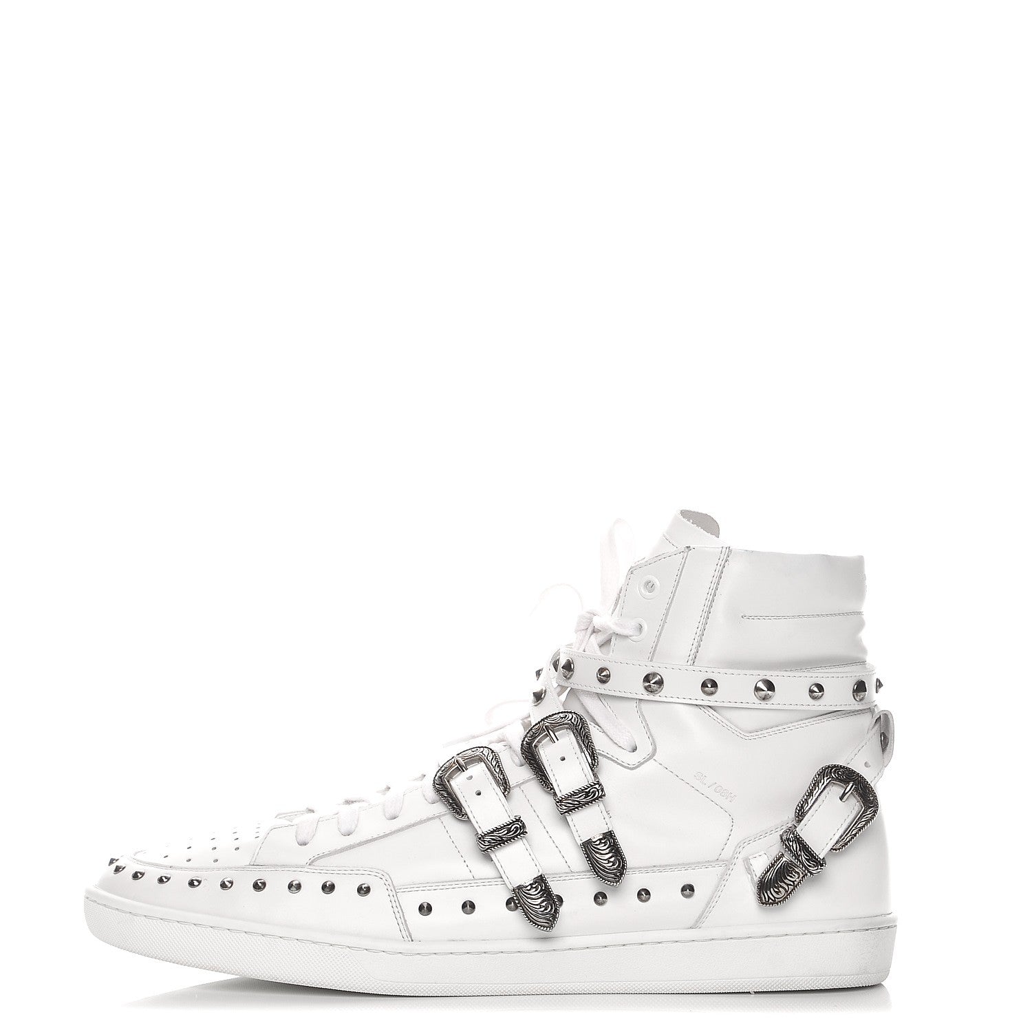 Saint Laurent Calfskin Wolly Spike SL/08H High Top Sneakers 47.5 White 1 of 15