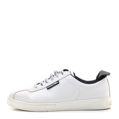 Chanel Calfskin CC Womens Sneakers 37.5 White 1 of 9
