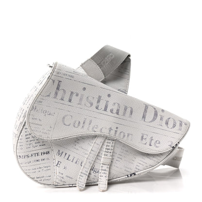Christian Dior X DANIEL ARSHAM Grained Calfskin Newspaper Print Saddle Bag White 1 of 10