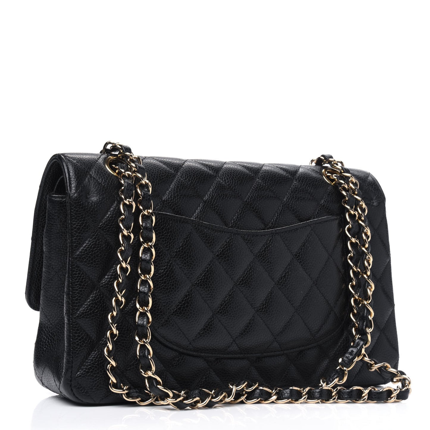 Caviar Quilted Medium Double Flap Black