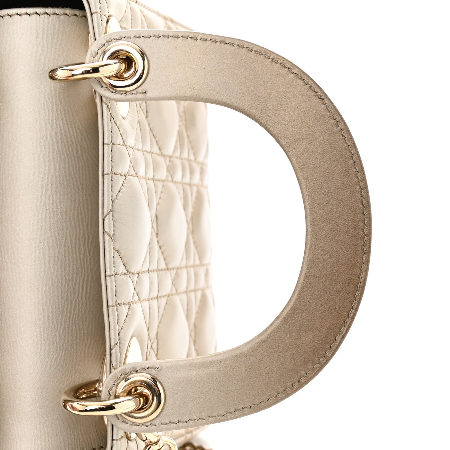 Metallic Lambskin Cannage Mini Lady Dior Gold