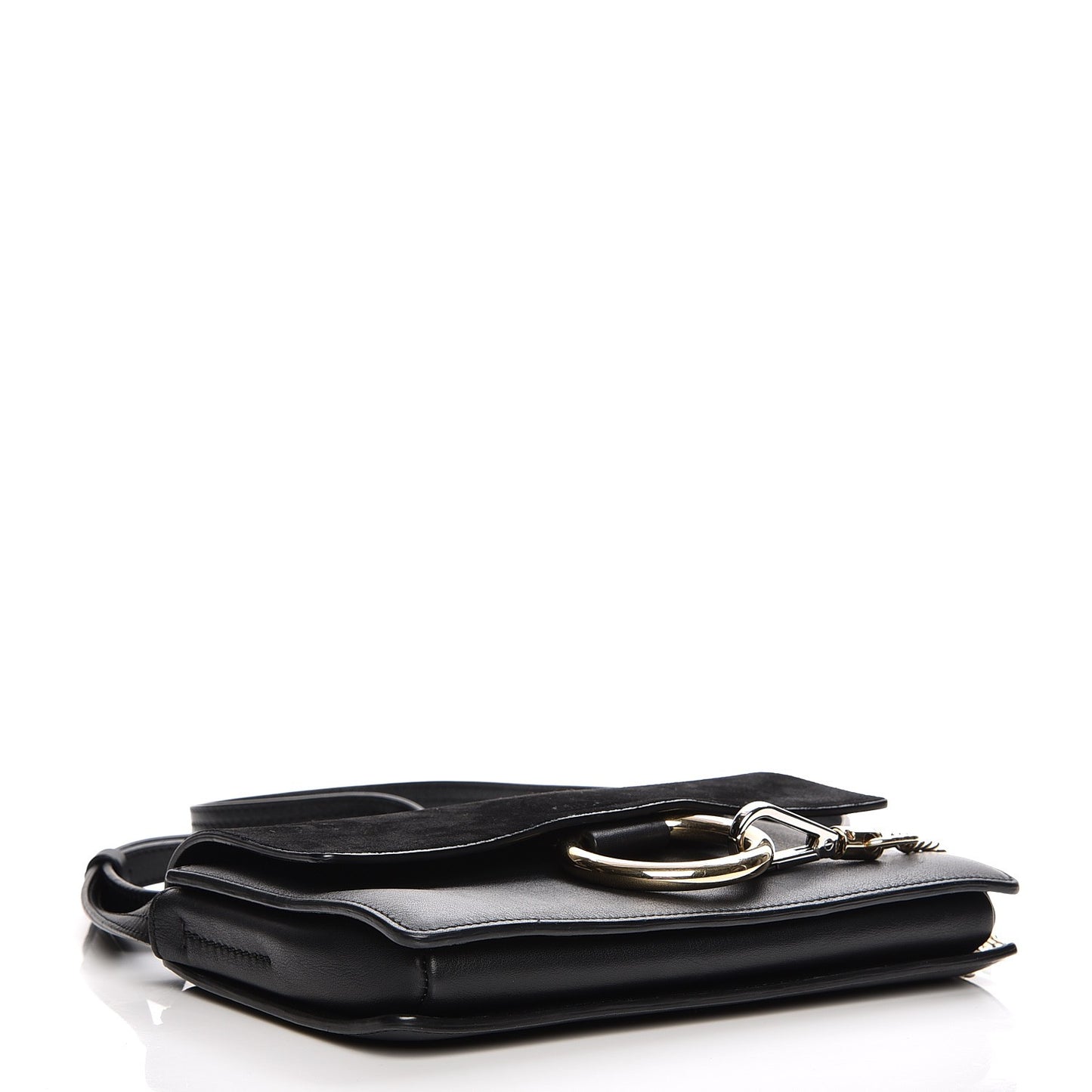 Suede Calfskin Small Faye Shoulder Bag Black