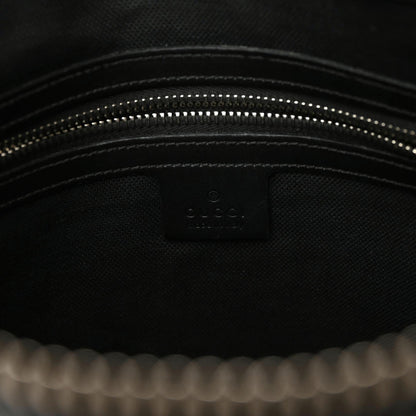 Gucci GG Supreme Monogram Appia Calfskin Web Flat Messenger Bag Black Grey 9 of 11
