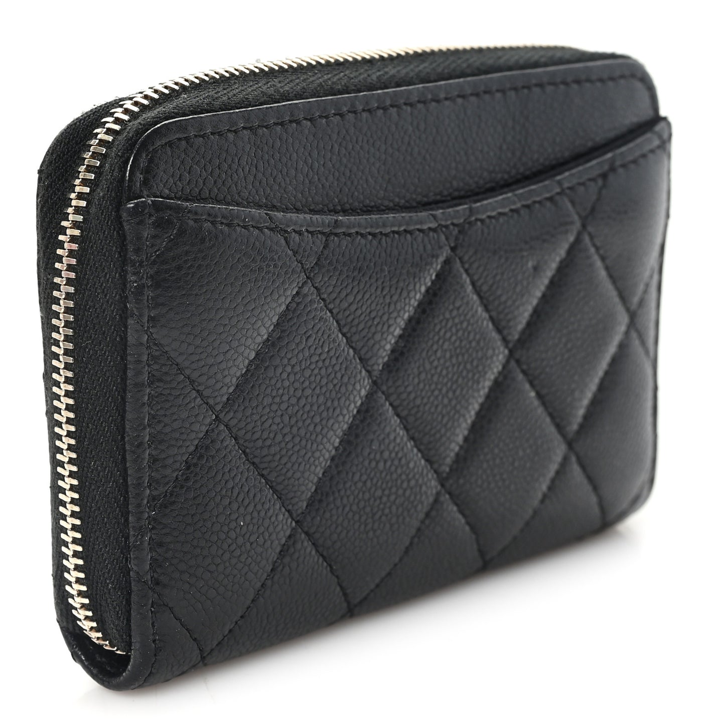 Caviar Quilted Zip Coin Purse Black