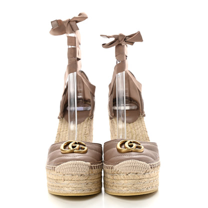 Gucci Nappa Matelasse GG Marmont Ankle Wrap Platform 35/120mm Espadrille Wedges 35.5 Porcelain Rose 2 of 8