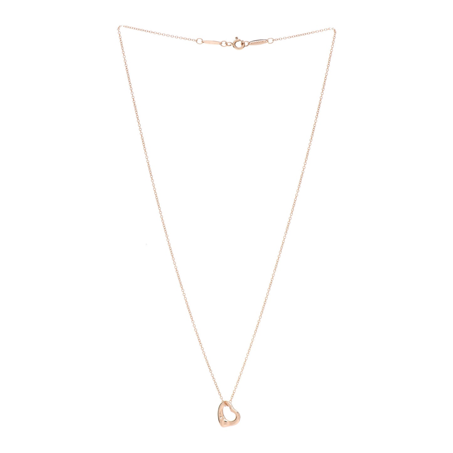 18K Rose Gold 11mm Elsa Peretti Open Heart Pendant Necklace