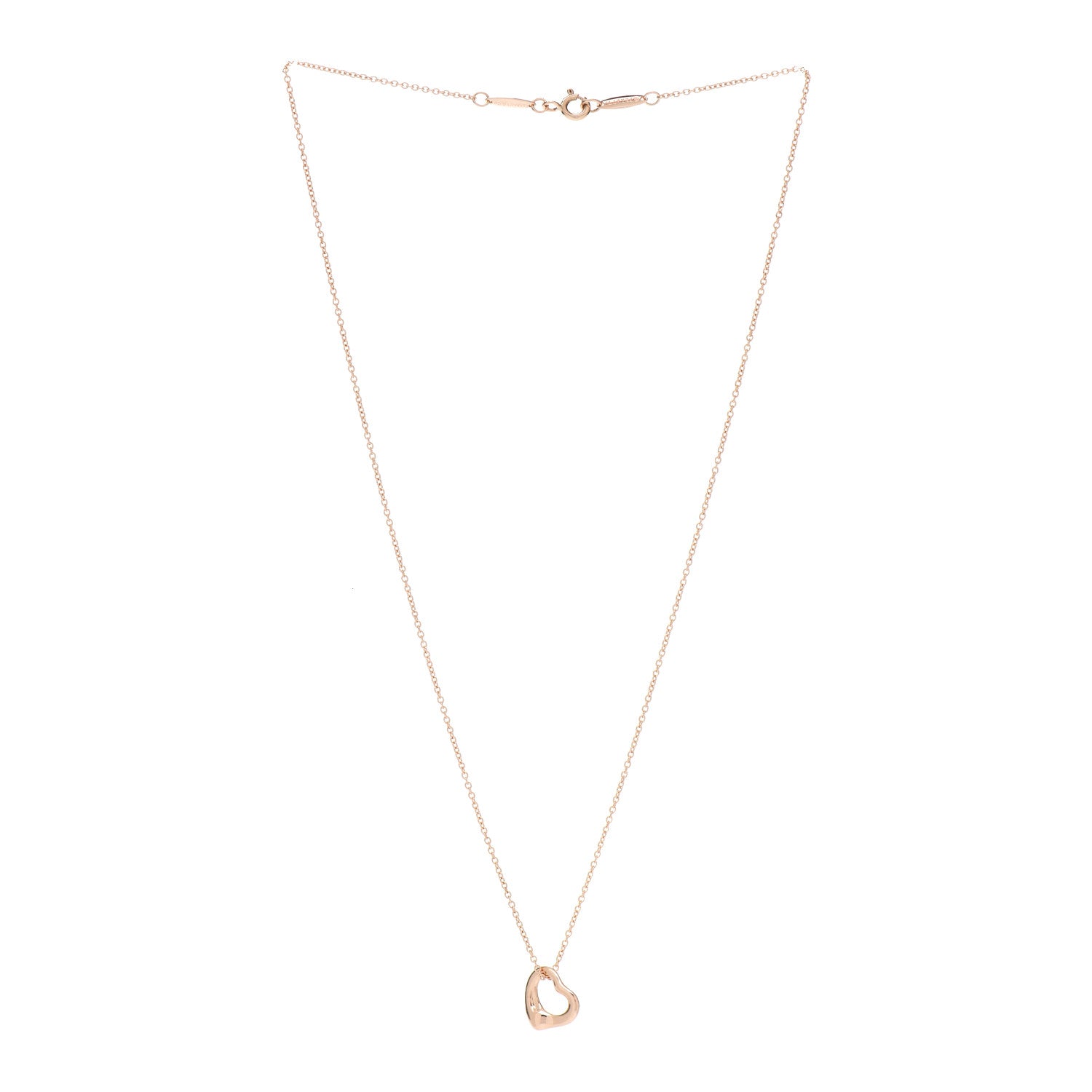 Tiffany 18K Rose Gold 11mm Elsa Peretti Open Heart Pendant Necklace 3 of 7