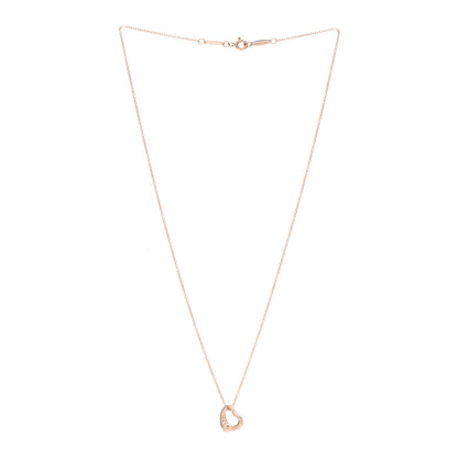 Tiffany 18K Rose Gold 11mm Elsa Peretti Open Heart Pendant Necklace 3 of 7