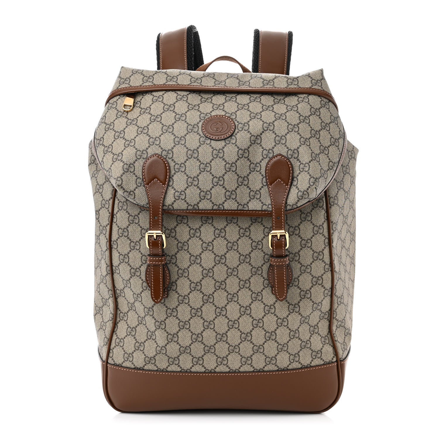 Gucci GG Supreme Monogram Azalea Calfskin Medium Retro Interlocking G Buckle Backpack Beige Ebony Brown Sugar 1 of 12