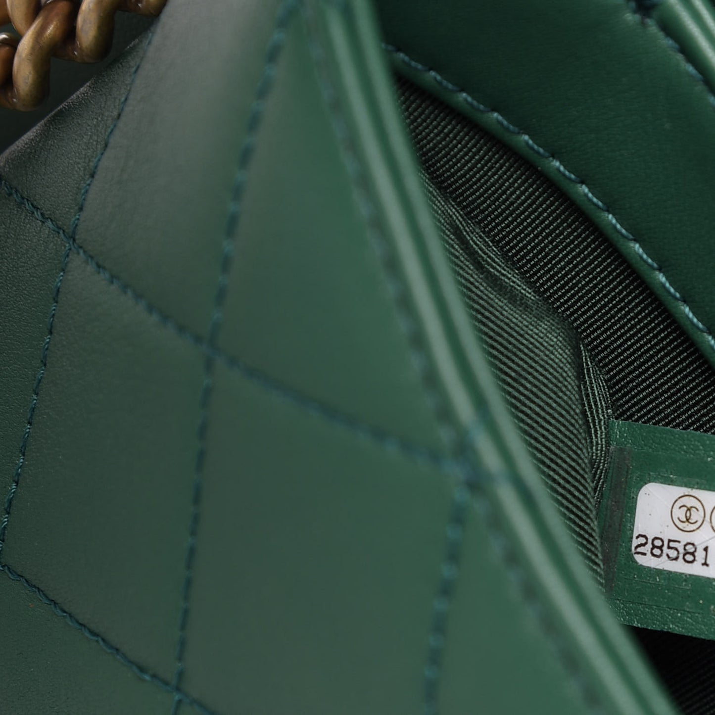 Calfskin Quilted Envelope Flap Green