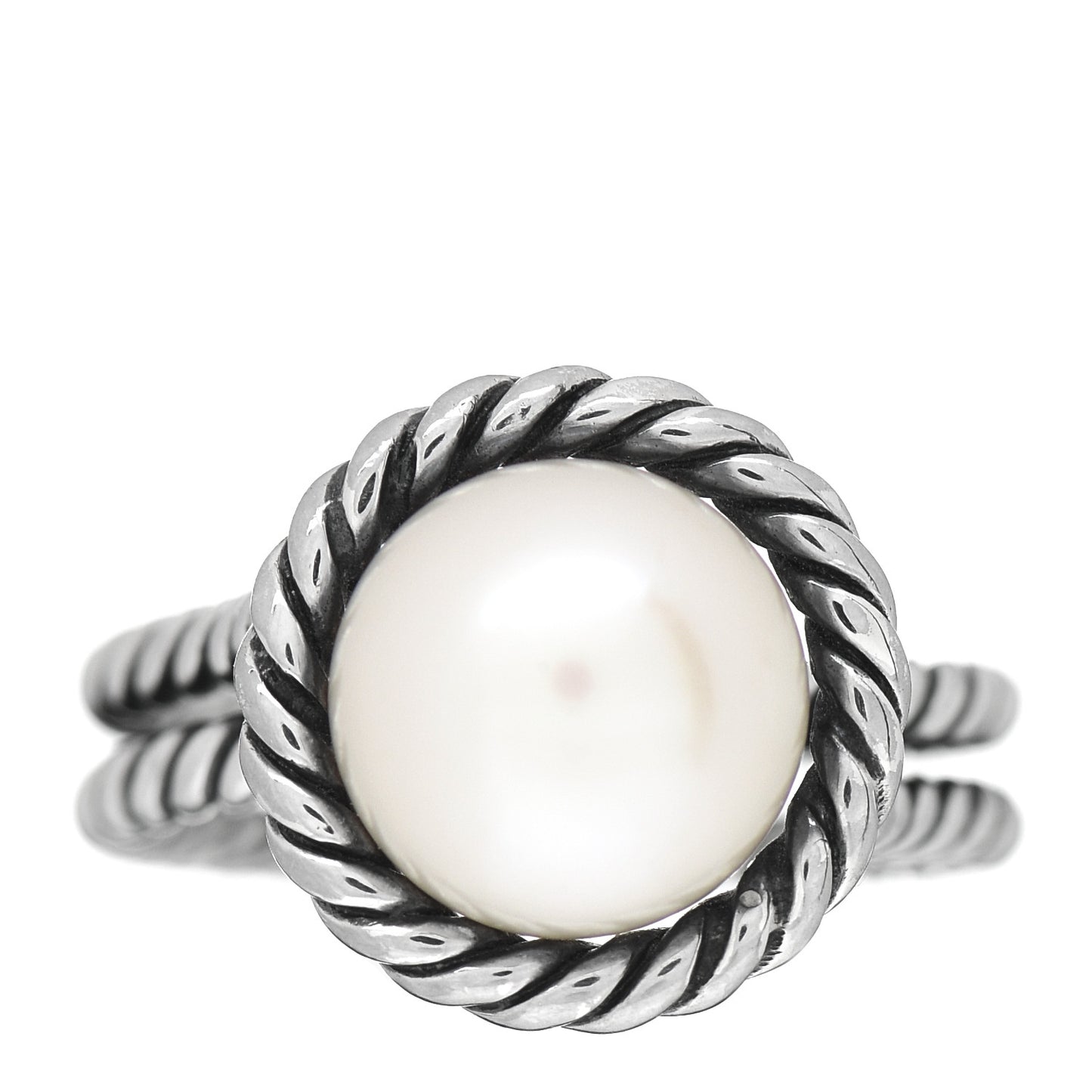 Sterling Silver Pearl Cable Ring 52 6