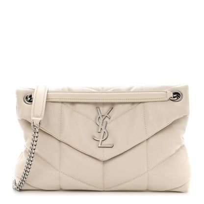Saint Laurent Lambskin Quilted Small Loulou Puffer Monogram Chain Satchel Blanc Vintage 1 of 9