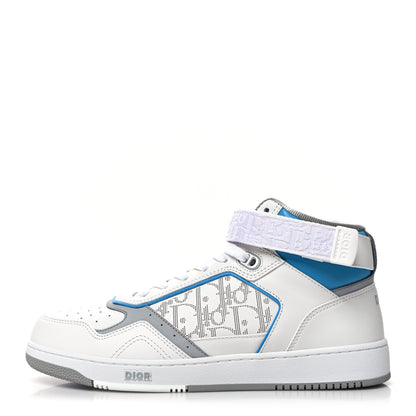 Christian Dior Smooth Calfskin Oblique Galaxy Perforated Mens B27 Mid Top Sneakers 42 Beige Blue 1 of 8