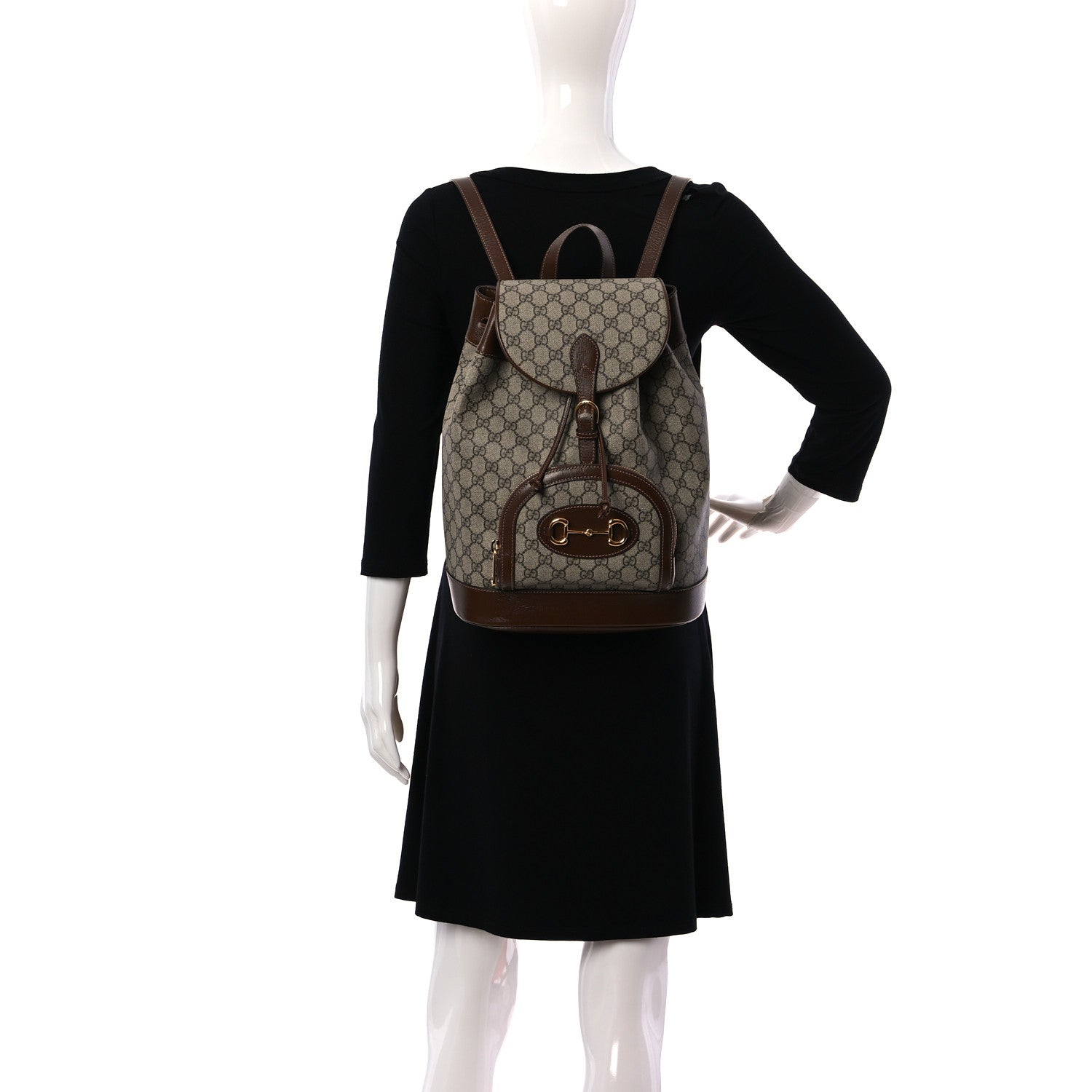 Gucci GG Supreme Monogram Calfskin Horsebit 1955 Single Buckle Backpack Beige Brown Sugar 2 of 10