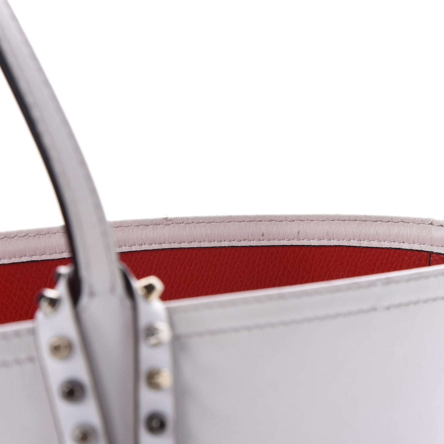 Calfskin Spikes Loubitag East West Cabata Tote White