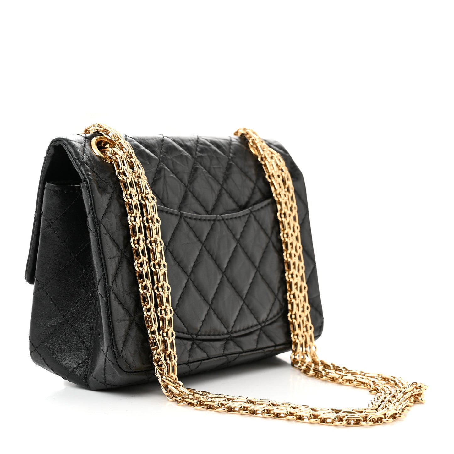 Aged Calfskin Quilted 2.55 Reissue Mini Flap Black