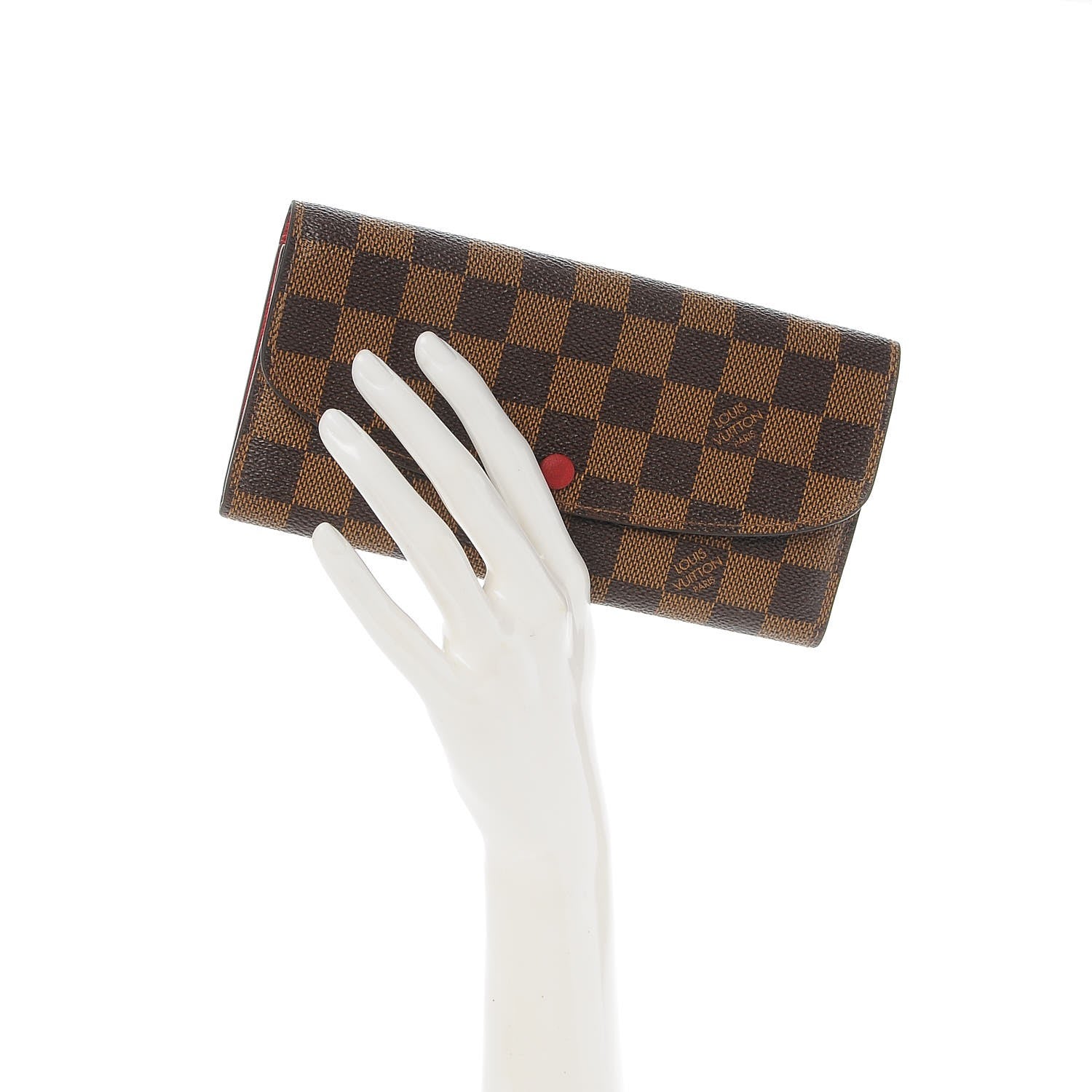 Louis Vuitton Damier Ebene Emilie Wallet Red 2 of 9
