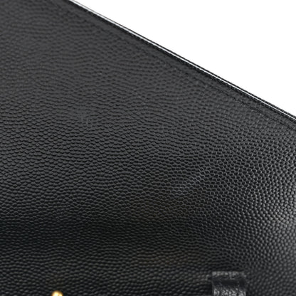 Saint Laurent Grain De Poudre Matelasse Chevron Monogram Chain Wallet Black 11 of 11