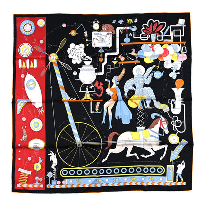 Hermes Silk Tea For Two Scarf 90 Black Rouge Multicolor 1 of 3