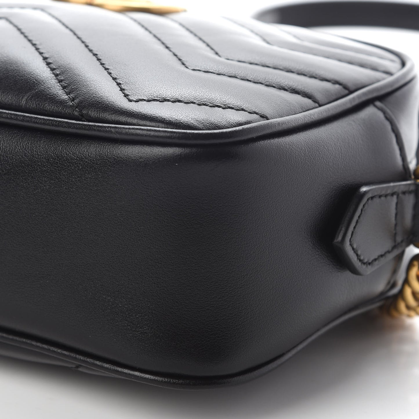 Calfskin Matelasse Mini GG Marmont Chain Shoulder Bag Black