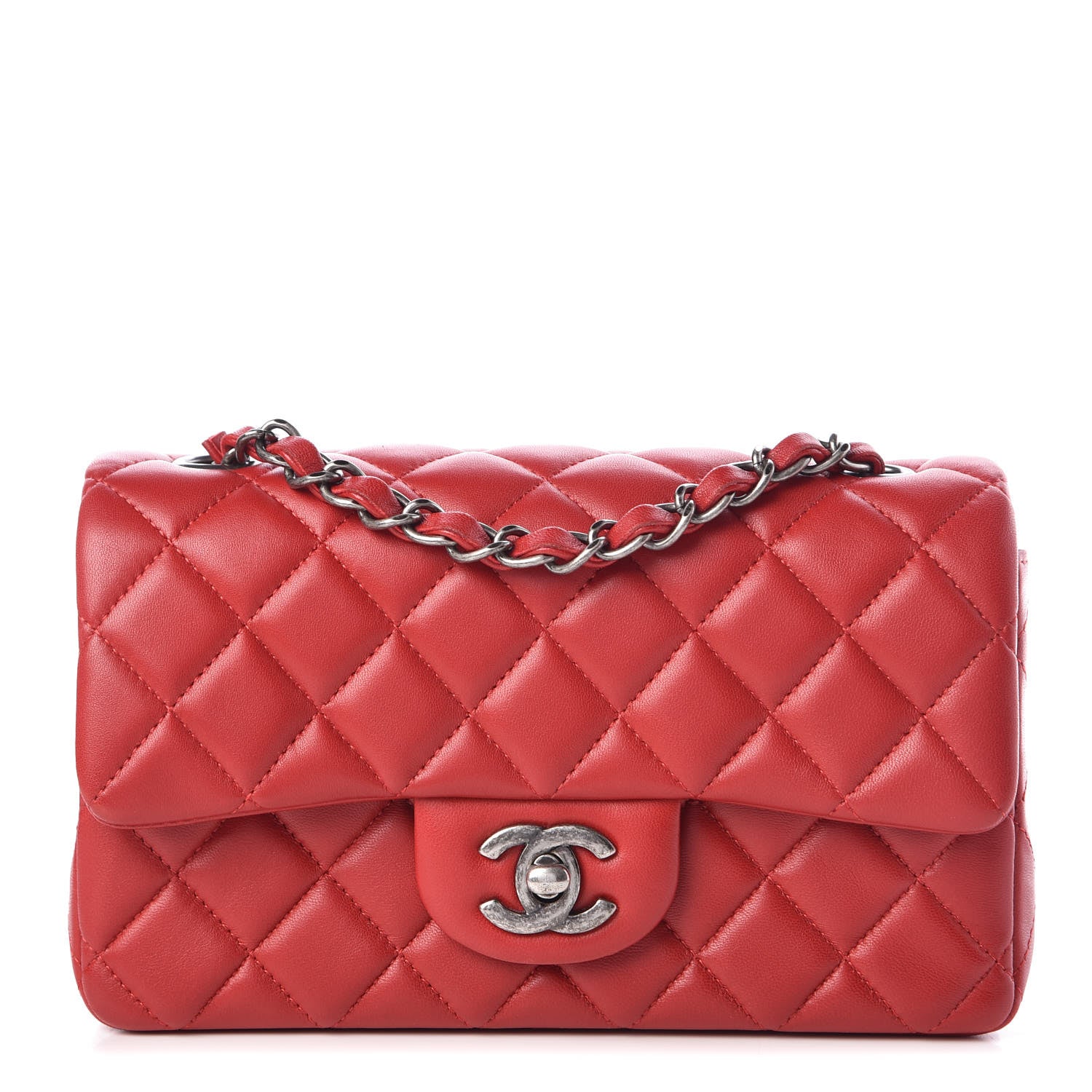 Chanel Lambskin Quilted Mini Rectangular Flap Red 1 of 9