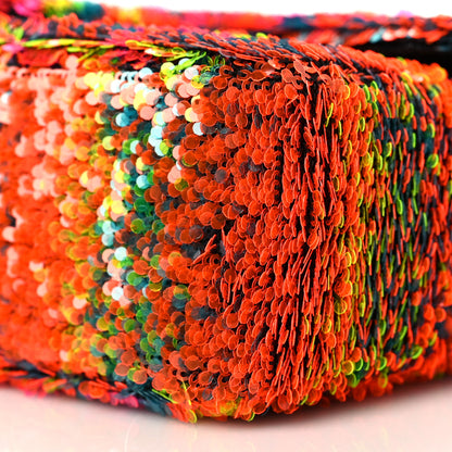 Chanel Sequin Logo Single Flap Orange Turquoise Pink 10 of 10