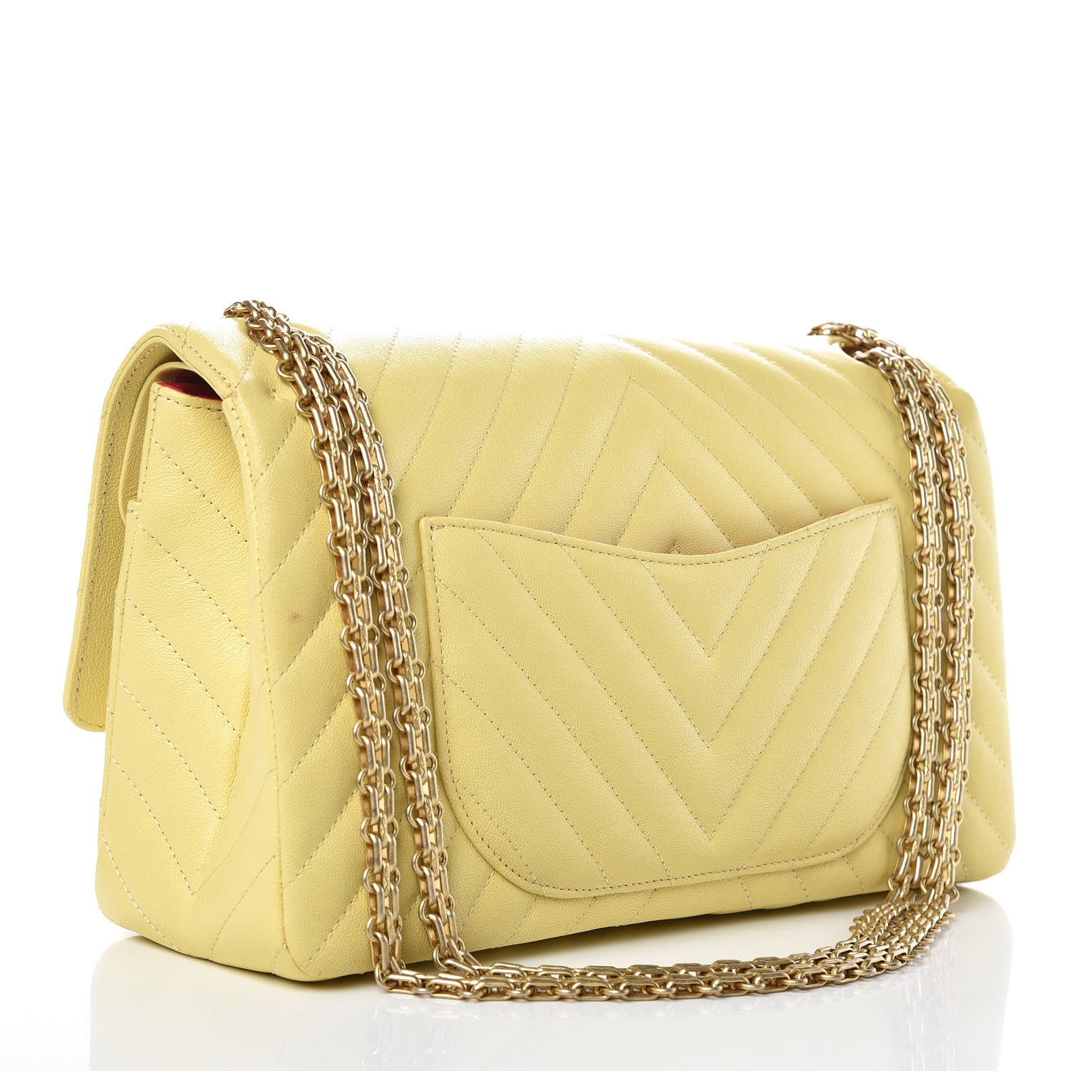 Chanel Sheepskin Chevron Quilted 2.55 Reissue 226 Flap Yellow 3 of 11