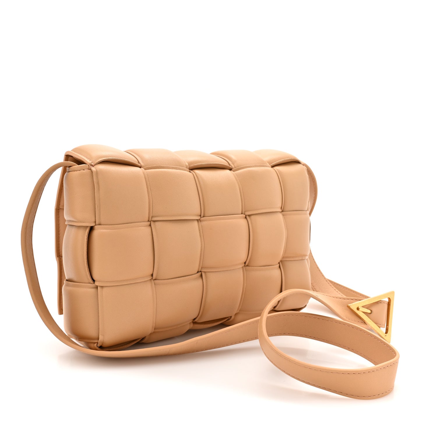 Nappa Maxi Intreccio Padded Cassette Crossbody Bag Almond