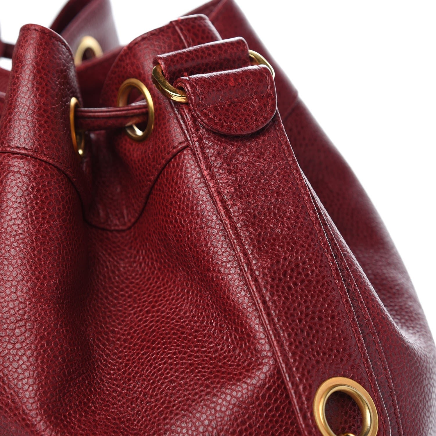 Chanel Caviar CC Drawstring Shoulder Bag Red 11 of 13