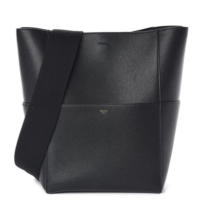 Celine Soft Grained Calfskin Sangle Bucket Bag Black 1 of 8