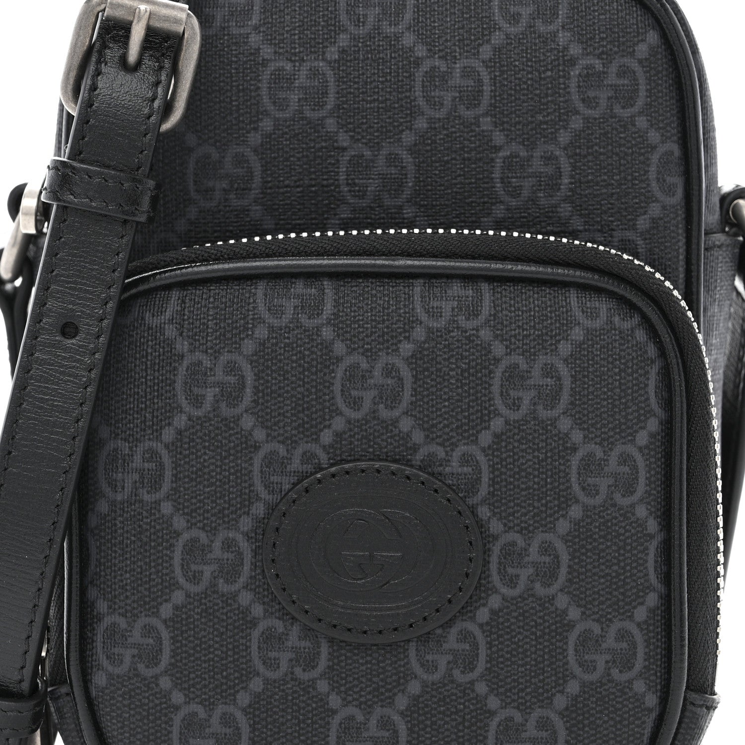 Gucci GG Supreme Monogram Azalea Calfskin Mini Retro Interlocking G Bag Black 9 of 11
