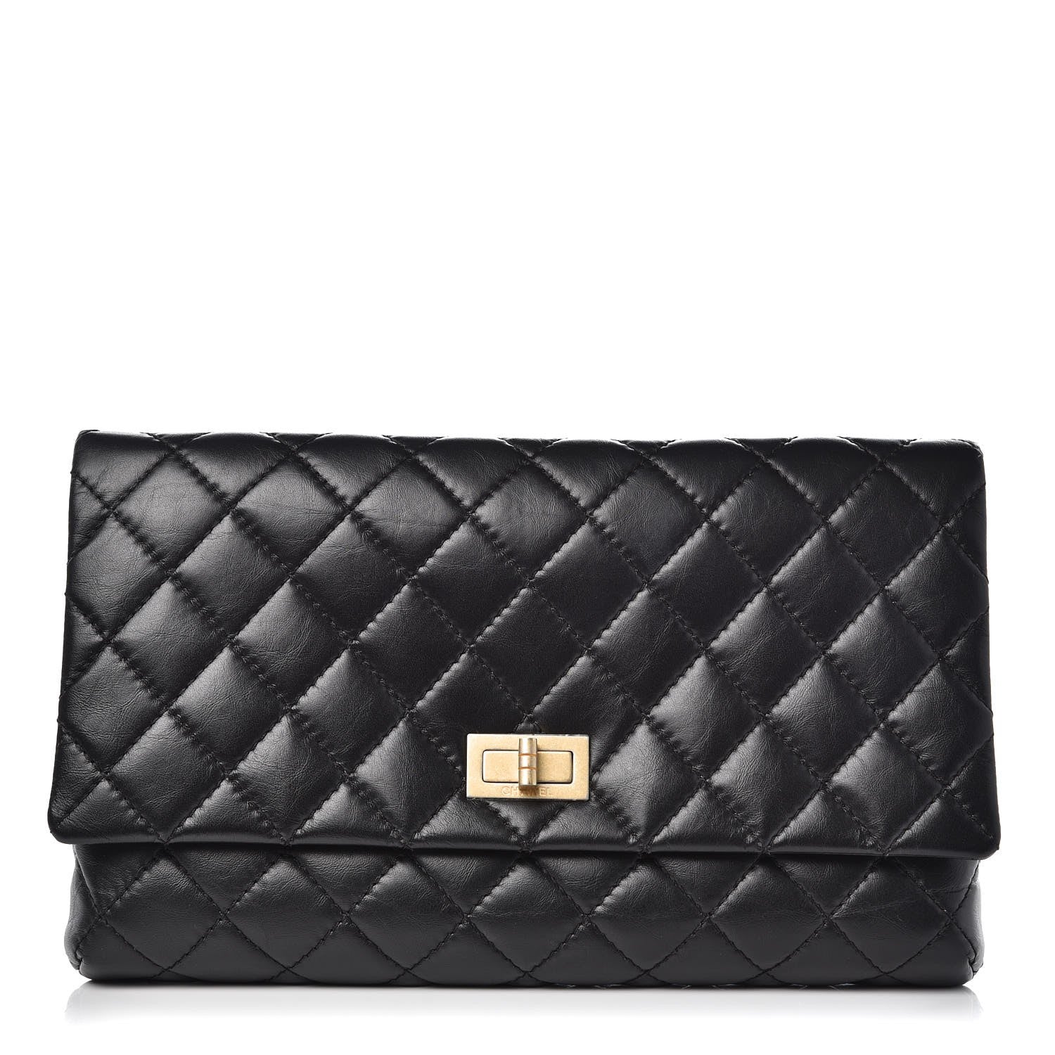 Chanel Aged Calfskin Quilted Reissue 2.55 Clutch Black 1 of 7
