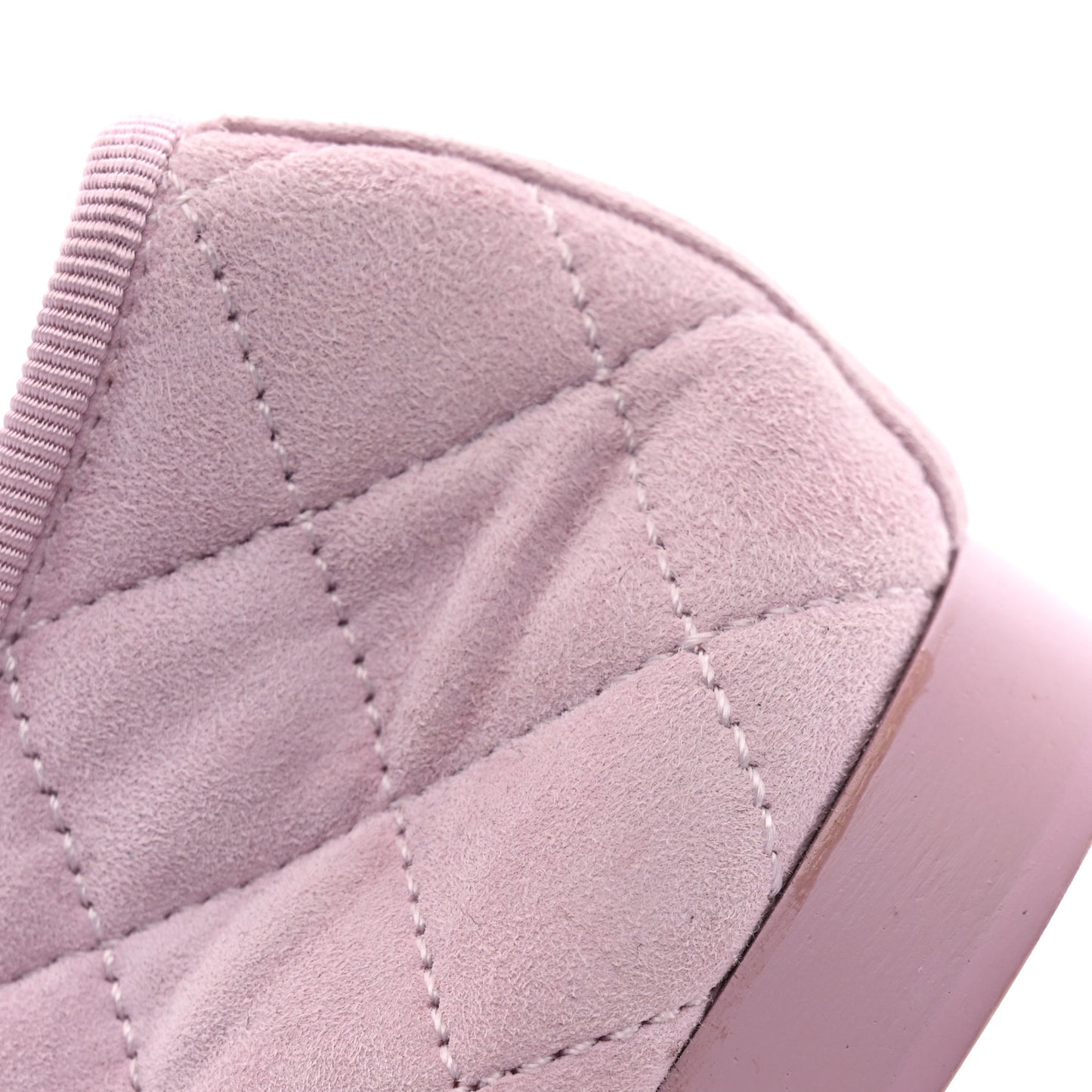 Suede Quilted Cap Toe CC Ballerina Flats 38.5 Light Pink