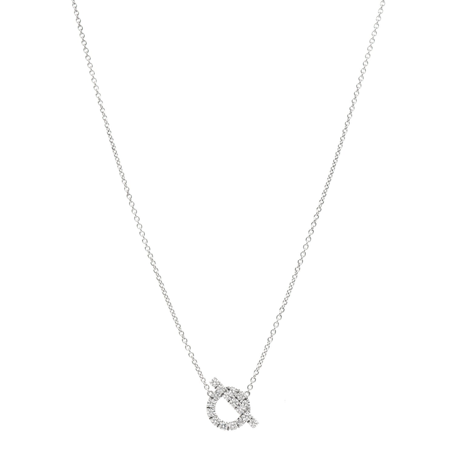 Hermes 18K White Gold Diamond Finesse Pendant Necklace 1 of 5