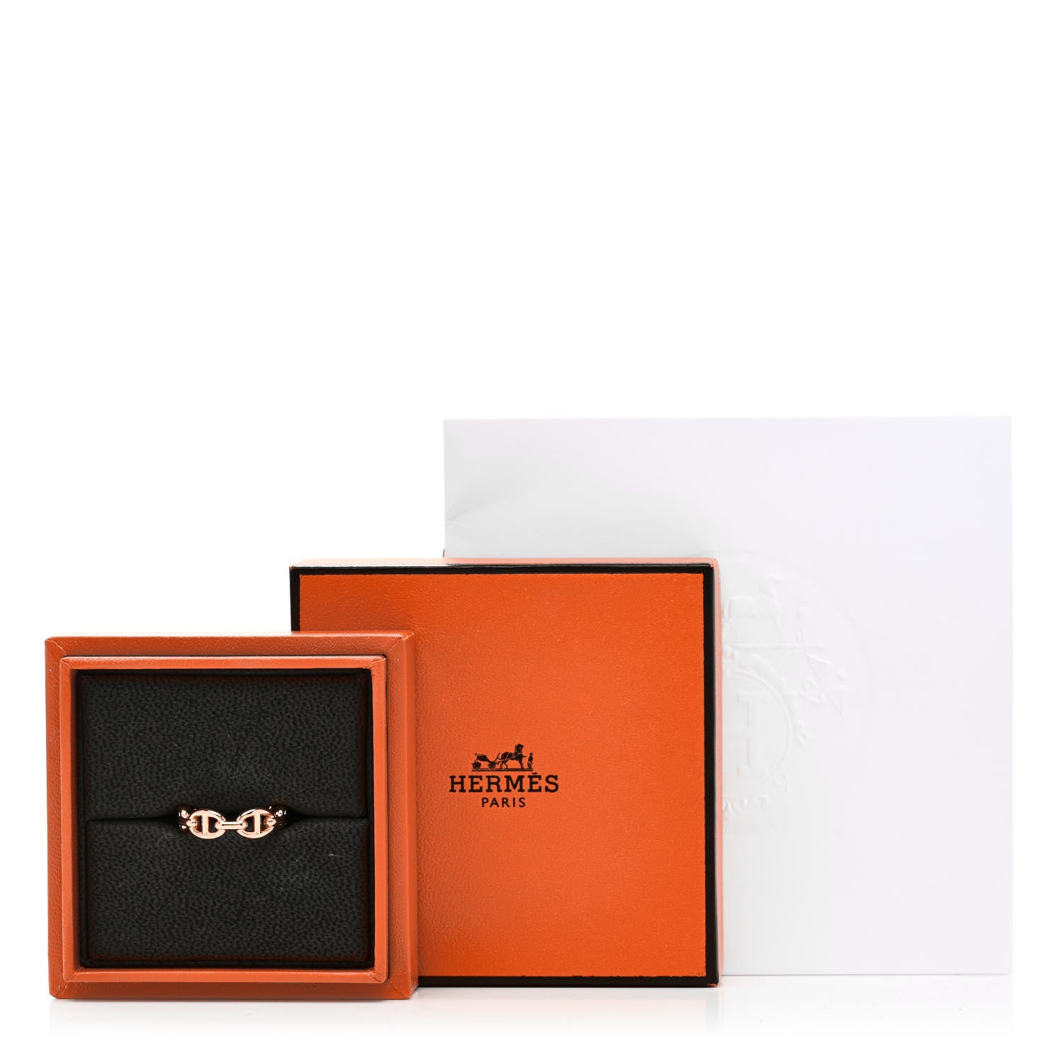 Hermes 18K Rose Gold PM Chaine d'Ancre Enchainee Ring 53 6.5 9 of 9