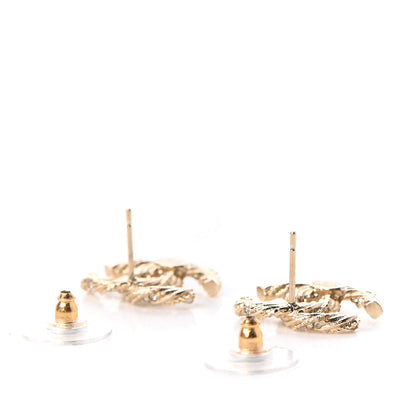 Chanel Crystal Twisted CC Earrings Gold 3 of 5