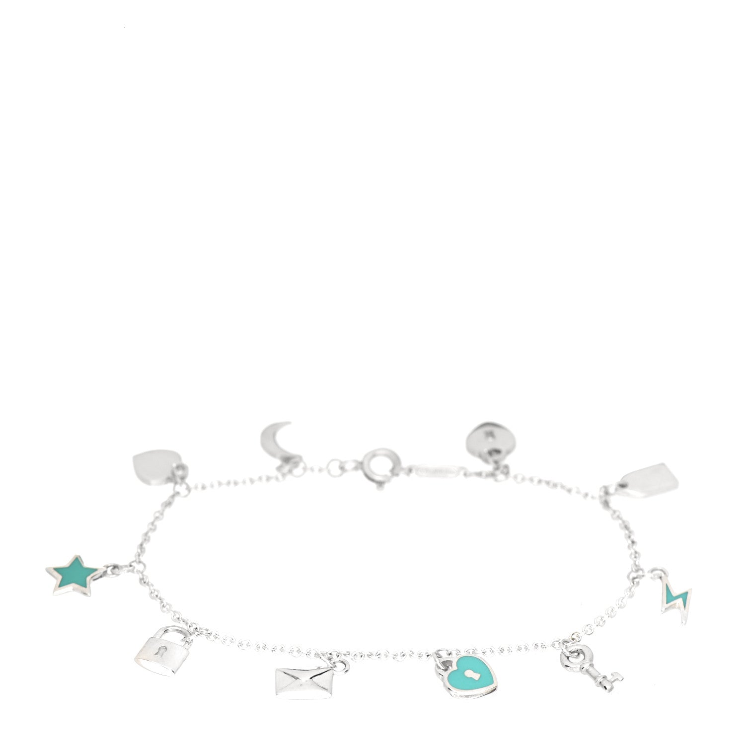 Tiffany Sterling Silver Enamel Love Notes Charm Bracelet Blue 1 of 4