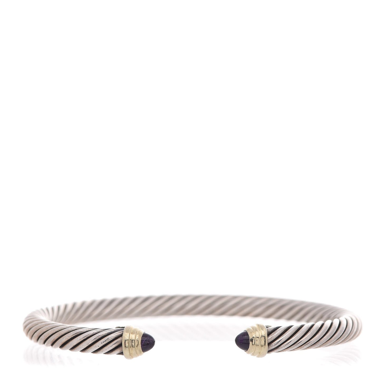 Sterling Silver 14K Yellow Gold Amethyst 5mm Cable Classics Petite Color Bracelet