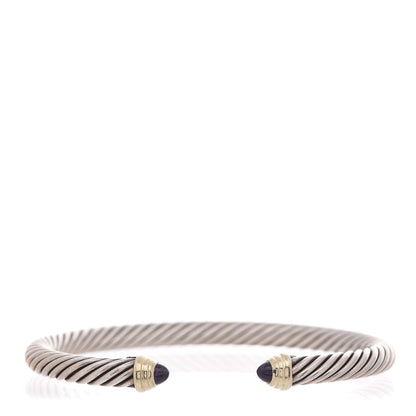 David Yurman Sterling Silver 14K Yellow Gold Amethyst 5mm Cable Classics Petite Color Bracelet 1 of 5