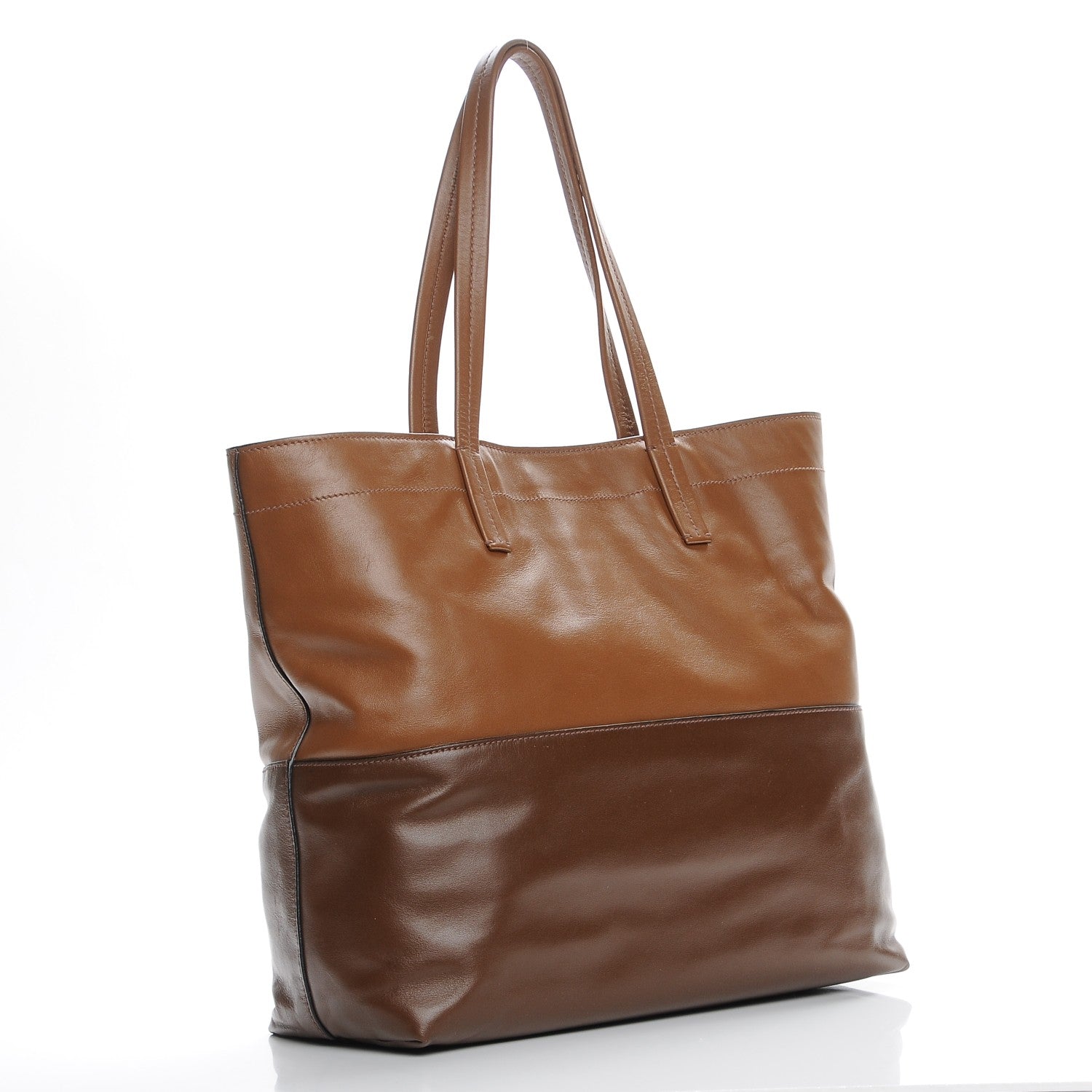 Miu Miu Vitello Soft Bi-Color Shopping Tote Cannella Palissandro 3 of 7