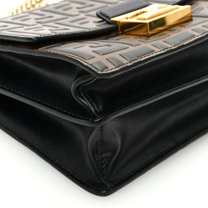 Fendi Vitello Liberty Bi-Color FF 1974 Embossed Small Kan U Shoulder Bag Maya Black 9 of 10