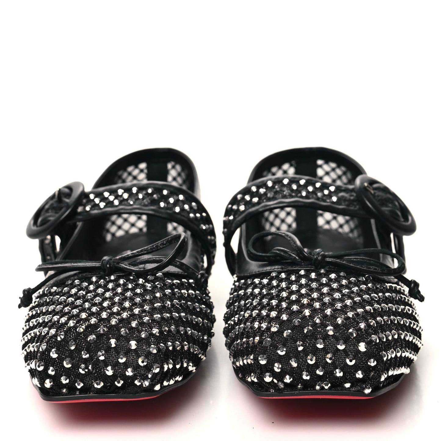 Crystal Mamastrapitina Strass Mesh Ballerina Flats 36.5 Black